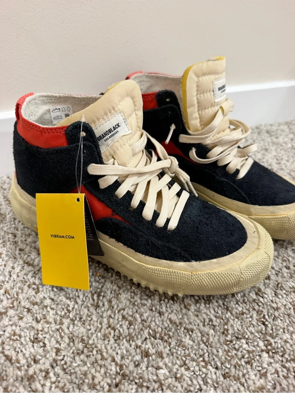Vibram High-Top Sneakers in Black, Red, and Cream